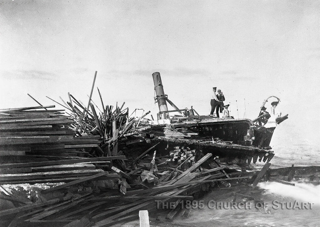 Georges Valentine wreck, 1905. Gilbert's Bar House of Refuge, Hutchinson Island, Stuart, Martin County, Florida. The 1895 Church of StuArt Local History and Fine Art